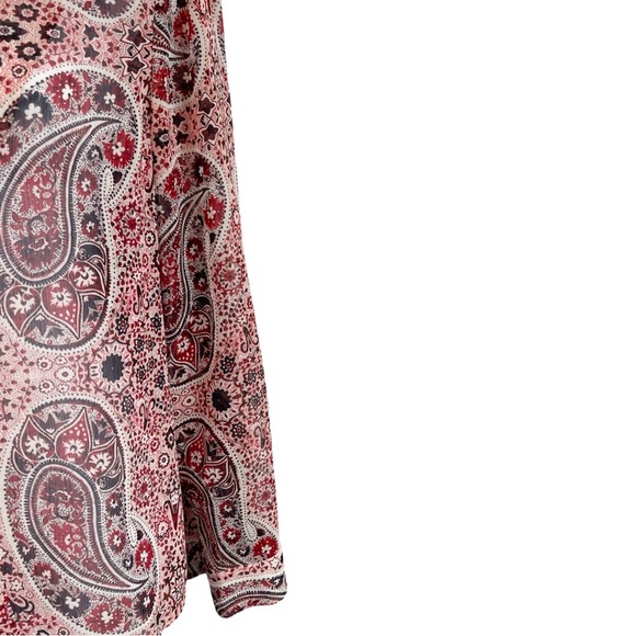 Alice + Olivia Anabel Boho Paisley Floral Bow Tie Blouse Top S Rust Black - Picture 5 of 12